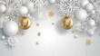 Realistic modern white merry christmas and happy new year banner design