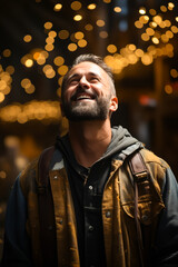 Wall Mural - Man with beard and beard wearing jacket.