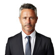 © Marcela Ruty Romero - A mature businessman looking at camera, isolated on white or transparent background. AI Generated.