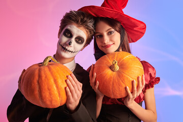 Wall Mural - teens celebrating Halloween