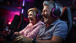 senior couple gaming on PC