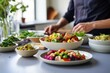 Plant-Based Nutrition - A spread of colorful, nutritious vegan dishes - AI Generated