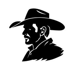 Wall Mural - Cowboy black icon on white background. Cowboy silhouette