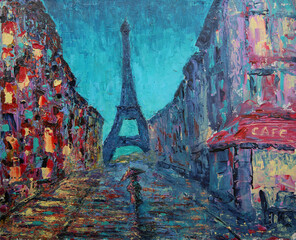 Wall Mural - Paris Evening - original art painting