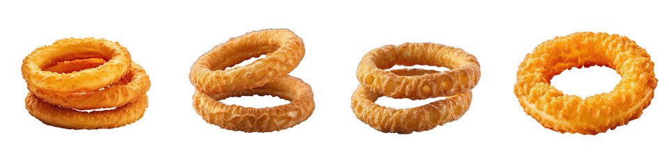 Wall Mural - Onion rings  Hyperrealistic Highly Detailed Isolated On Transparent Background Png File