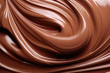 Delicious chocolate swirl. Gourmet dark sauce texture closeup. Creamy wave. Liquid dessert background