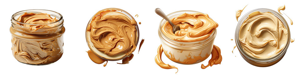 Wall Mural - Peanut butter spread  Hyperrealistic Highly Detailed Isolated On Transparent Background Png File