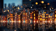 Silent Night Holy Night - christmas city or town. Colorful christmas house panorama.