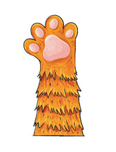 CAT PAW ORANGE MOTIF WATERCOLOR STYLE. Kitten Footprint Logo Character Cartoon Ginger Doodle