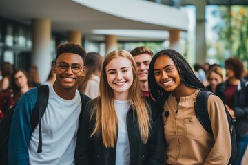 Academic Diversity: Students Eagerly Assemble on College Campus, Embarking on a New School Year