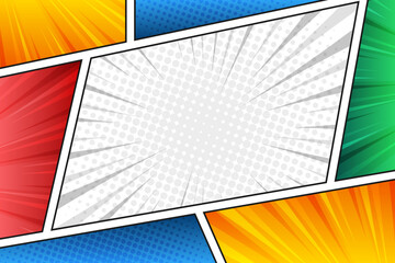 Poster - Blank colorful comic cartoon frame background template