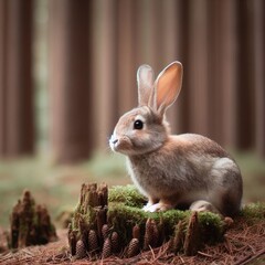 rabbit in the  forest animal background for social media