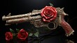 Revolver and rose as a message for ceasefire peace in the world
