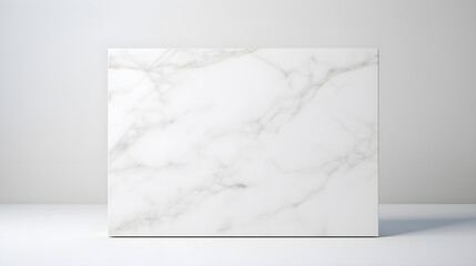 Wall Mural - Luxury white marble table with natural light shadows on white wall for product placement display. Modern minimal interior design with trendy neutral aesthetic for beauty cosmetics scene.