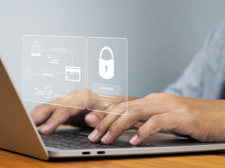 Wall Mural - secure online payments with username and password, pay for goods online. buying products over the in