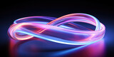 Fototapeta Panele - 3d render. Abstract geometric background of neon linear ring glowing in the dark. Minimalist futuristic wallpaper