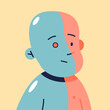 © Cranium_Soul - Half robot child. Cyborg baby. Flat vector illustration in cartoon style.
