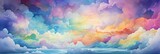 Fototapeta Tęcza - Kolorowe chmury w kreskówkowym stylu anime. 