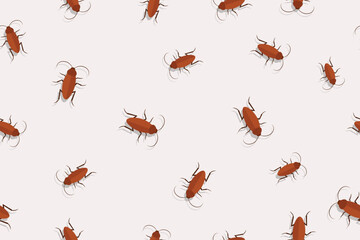 seamless pattern of cockroaches on the wall