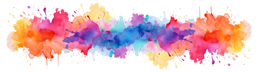 Poster - Abstract colorful rainbow color painting texture illustration - watercolor splashes, isolated on transparent background png