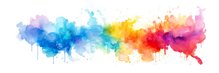 Poster - Abstract colorful rainbow color painting illustration - watercolor splashes, isolated on transparent background png