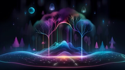 Sticker - Dark Mystic Space Forest Trees