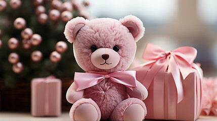 Sticker - cute pink teddy bear