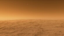 Mars Landscape, 3d Render Animation Of Imaginary Mars Planet Terrain And Planets And Starfield In A Background. Science Fiction Animation.