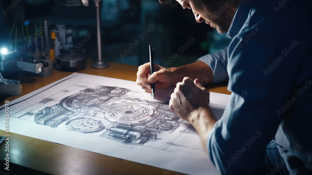 Engineeing Apprentice Examples Drawing Engineer technician designing drawings mechanical parts engineering ...