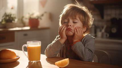 Child do not want to eat breakfast.