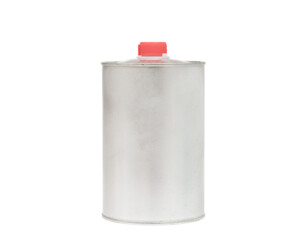 Sticker - tin canister with chemicals on a white background