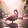 close up of a pink flamingo animal background for social media