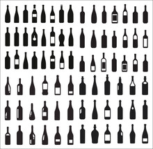 Alcohol Bottles And Wine Silhouettes, Silhouette Wine Bottle, Alcohol