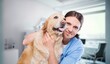 © BillionPhotos.com - Young Veterinarian Petting a Dog in Clinic, AI generated image