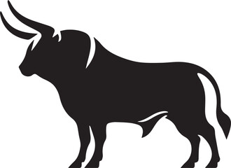 Wall Mural - Bull Silhouettes, Black Bull Illustration Vector SVG