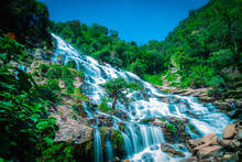 Amazing Deep Forest Big Waterfall At Mae Ya Waterfall, Doi Inthanon National Park Chiangmai, Thailand.