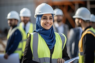 Successful Team of Engineers and Architects at a Construction Site