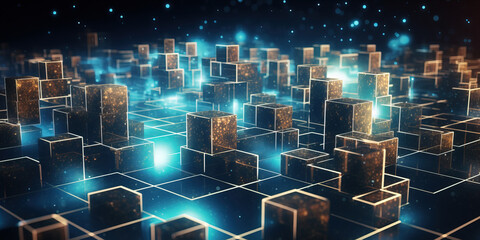Blockchain concept illustration,created with Generative AI tecnology.
