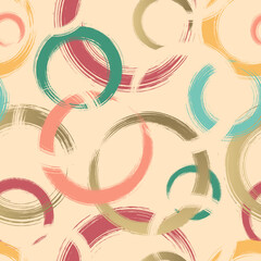 Wall Mural - art circle seamless pattern. repeating abstract circles background. random grunge round. brush strok
