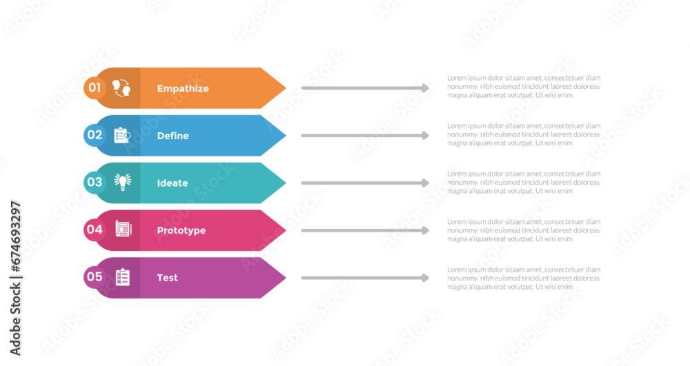 Edge Thinking Process design thinking process infographics template diagram with rectangle ...