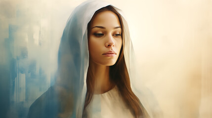 Wall Mural - Portrait of young beautiful biblical woman. Christian illustration.