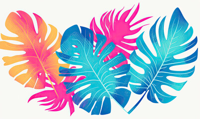  Bright tropical overlapping leaves trendy background