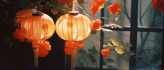 Wall Mural - Red Chinese lanterns