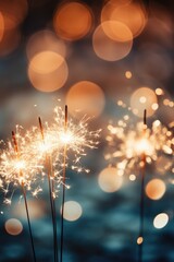 vertical shot of sparklers. Beautiful Christmas background. Generative AI