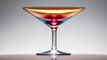 Wall Mural - A coupe glass sits upside down on a surface in a dimly lit room, reflecting the light.