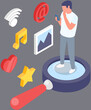 Social media. Vector illustration. Social media enables seamless communication and idea exchange The social media metaphor highlights interconnectedness virtual relationships Partnerships between