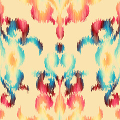 Leinwandbilder - Abstract seamless tileable pattern. Decorative abstract grunge vintage pattern .Ikat style. Vector image.