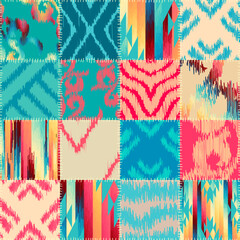 Leinwandbilder - Quilting design patchwork pattern with natural khaki colors. Vector pattern.