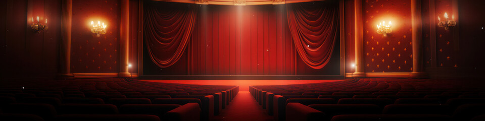 Magic theater stage red curtains Show Spotlight