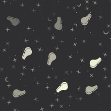 Seamless Pattern With Stars, Sports Whistle Symbols On Black Background. Night Sky. Vector Illustration On Black Background